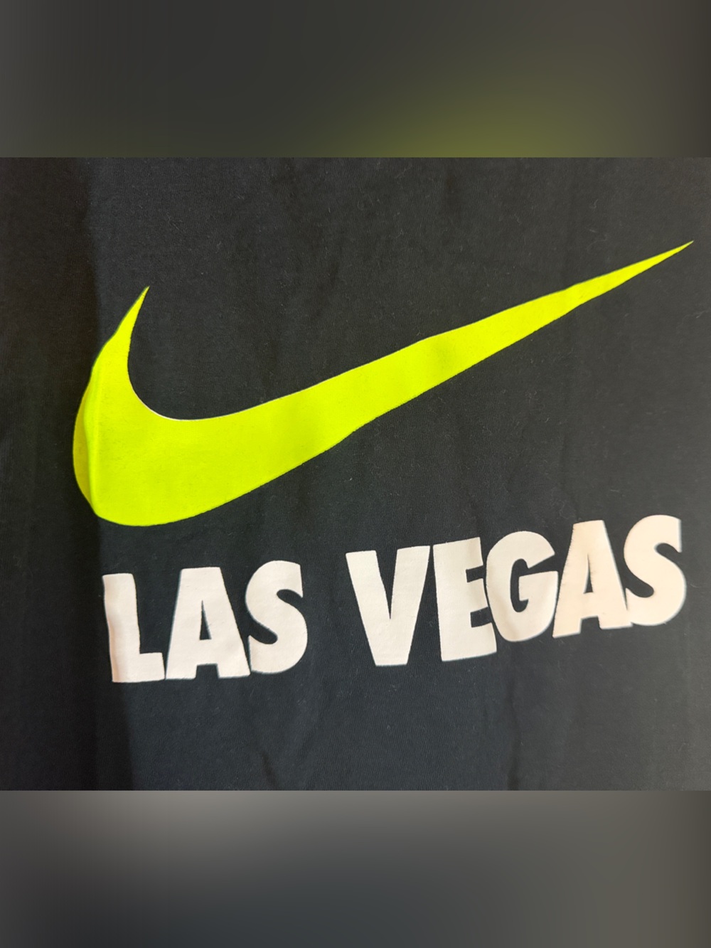 Nike Men’s Black T-Shirt with Neon Yellow Swoosh and LAS VEGAS Print - Picture 2 of 4